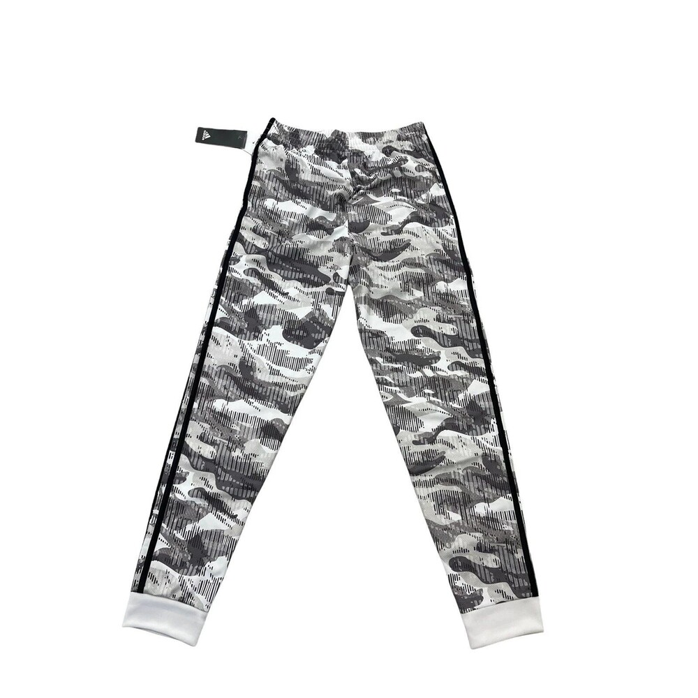 NWT Adidas Youth Boy's 3 striped Printed Jogger Pants Drawstring white L (10/12)